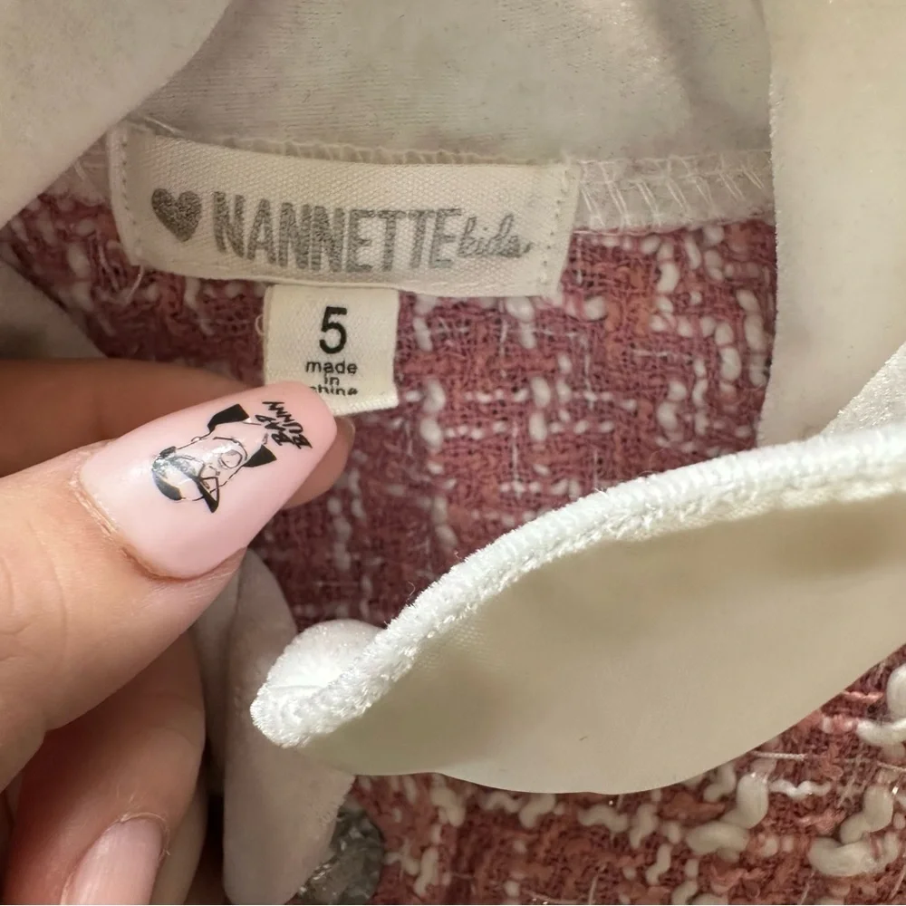 Nannette Pink and White Tweed girls jacket‎